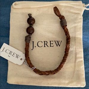 NWT J. Crew braided leather bracelet with bead.